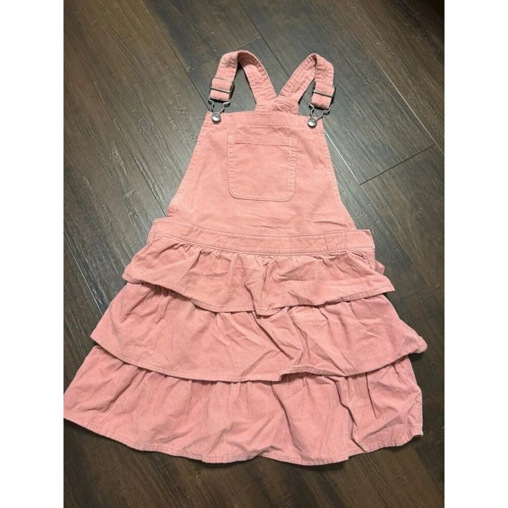 Gymboree Girls Size 7 Overall Dress Ruffles Rose Pink 100% cotton
